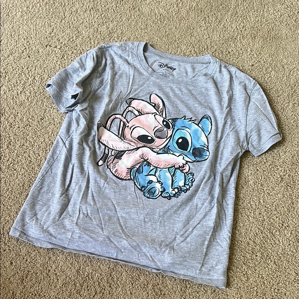 Disney Gray Short Sleeve Tee with Cartoon Design